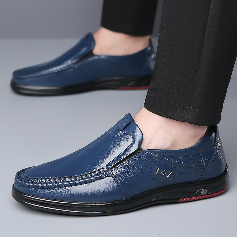 Mens Genuine Leather Soft Insole Anti-slip Casual Business Loafers