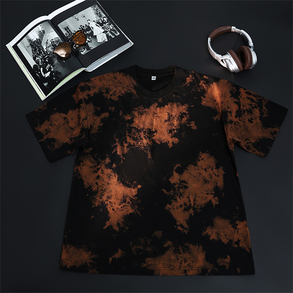 Retro pure cotton washed tie-dye loose round neck drop shoulder men's short sleeve T-shirt oversized