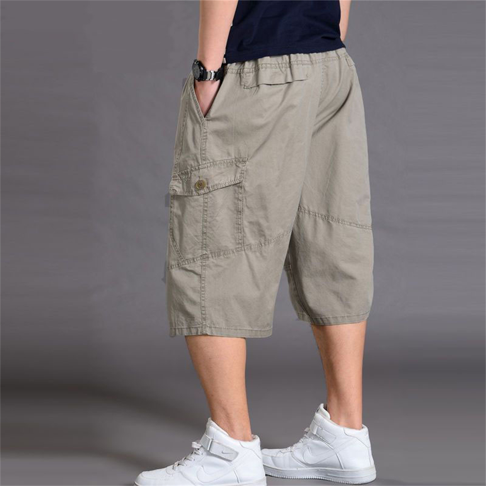 Summer loose fit sports men's casual plus size wide leg cropped pants
