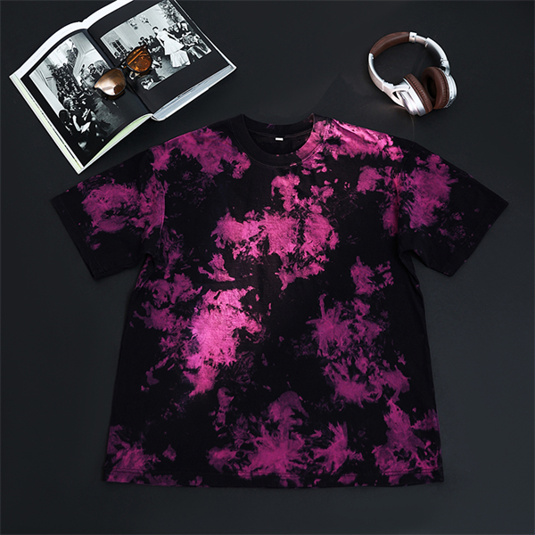 Retro pure cotton washed tie-dye loose round neck drop shoulder men's short sleeve T-shirt oversized