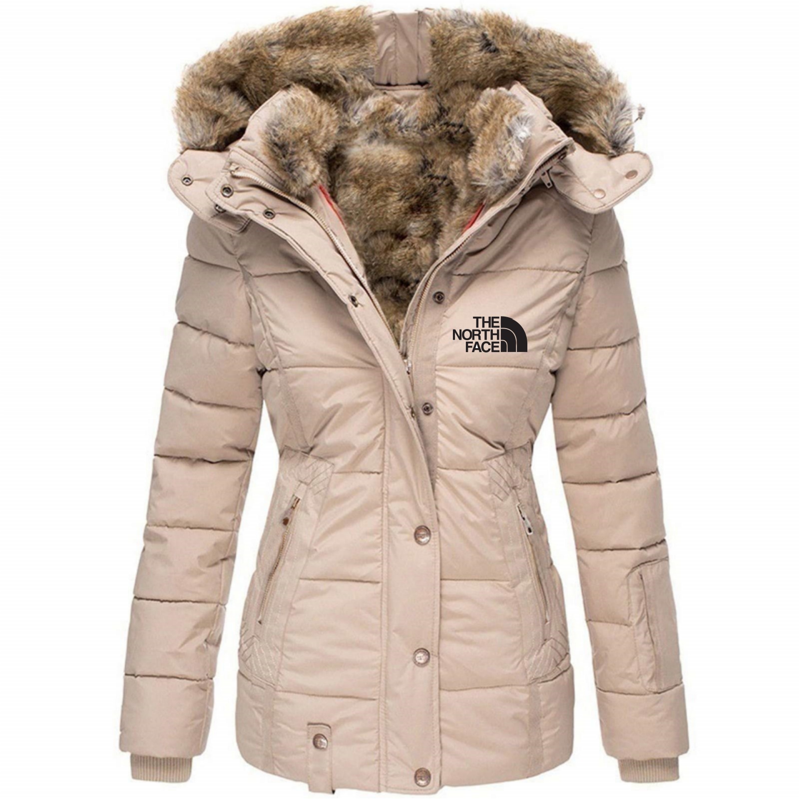 2025 THE NORTH FACE - Cappotti invernali da donna con cerniera, cappuccio, pelliccia sintetica all'interno, piumini