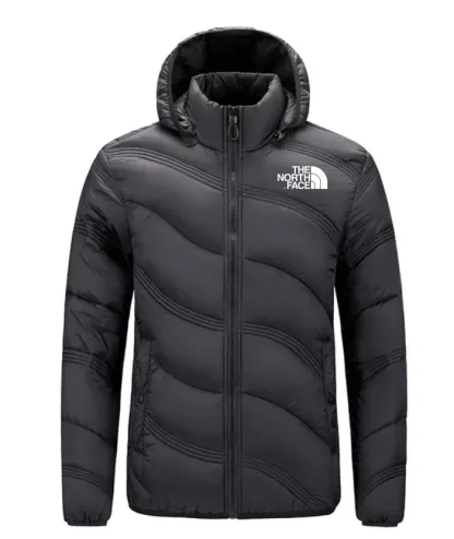 2024 THE NORthtTH FACE-Men's Solid Hooded Stand Neck Zip-up Puffer Jacket