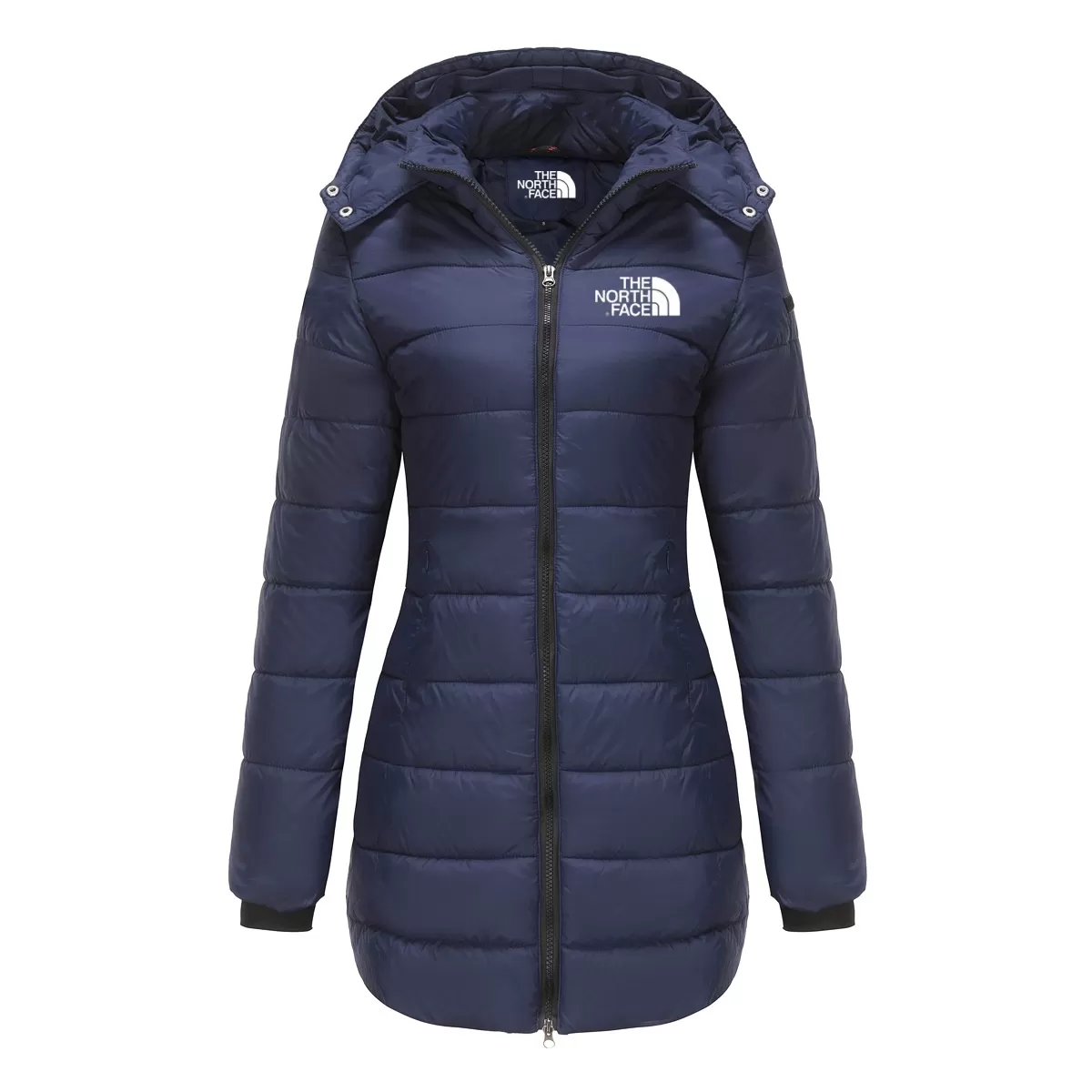 Women's cotton padded clothes, medium length, slim fitting cotton padded jacket, warm, solid hooded cotton padded clothes