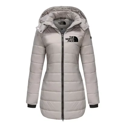 Women's cotton padded clothes, medium length, slim fitting cotton padded jacket, warm, solid hooded cotton padded clothes