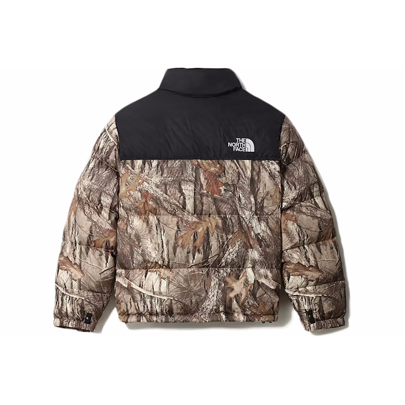Giacca imbottita ripiegabile Nuptse vintage The North Face 1996, stampa Kelp Tan Forest Floor