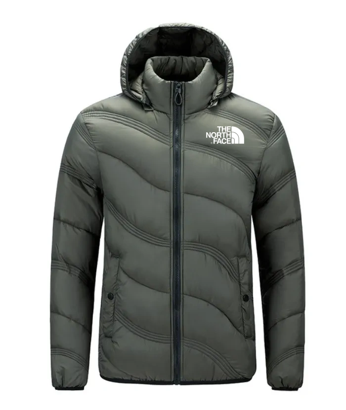 2024 THE NORthtTH FACE-Men's Solid Hooded Stand Neck Zip-up Puffer Jacket