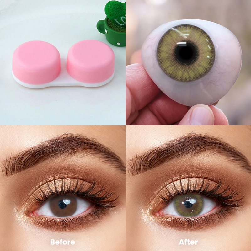 Huneyes Dream Green lenses with natural green hue creating a calm dreamy look.