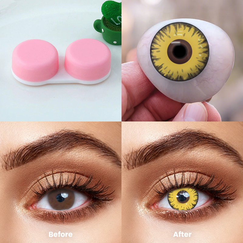 Huneyes Honey Encircle lenses featuring warm amber tones with defined ring.