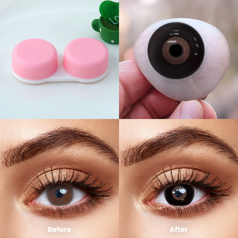 Huneyes Pure Black lenses showing intense black color for classic, defined eyes.