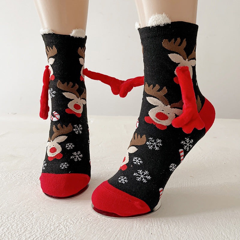 Cute Hand-holding Christmas Magnetic Socks