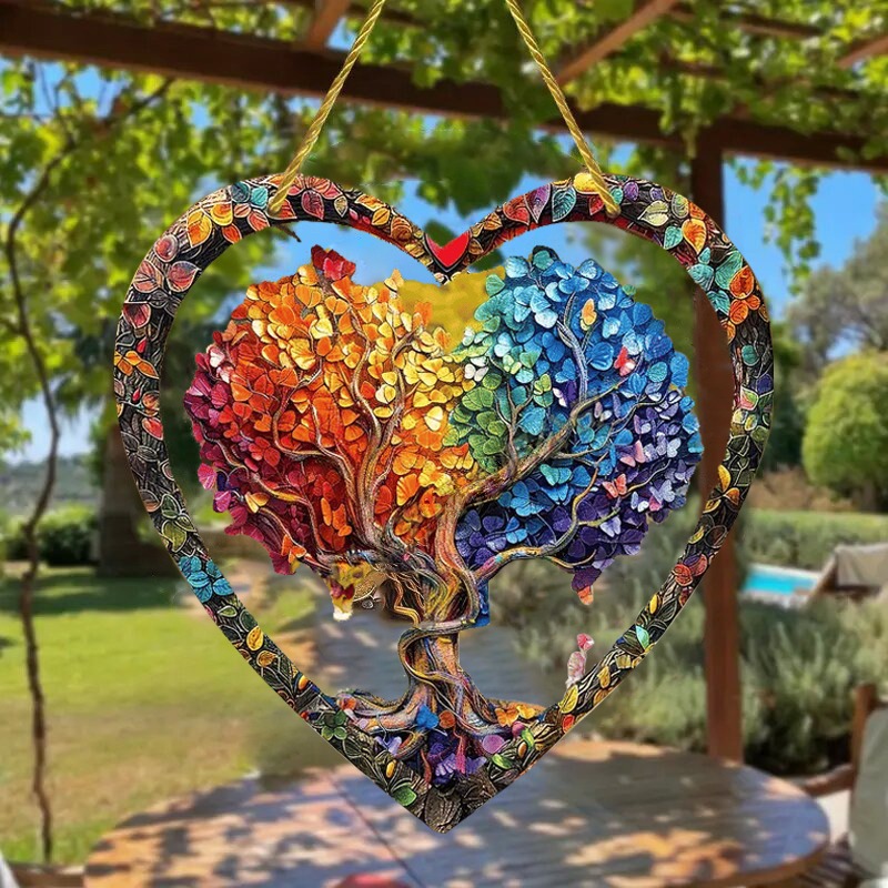 ❤️Wrapped in Love Tree of Life Suncatcher Heart Charm Gift