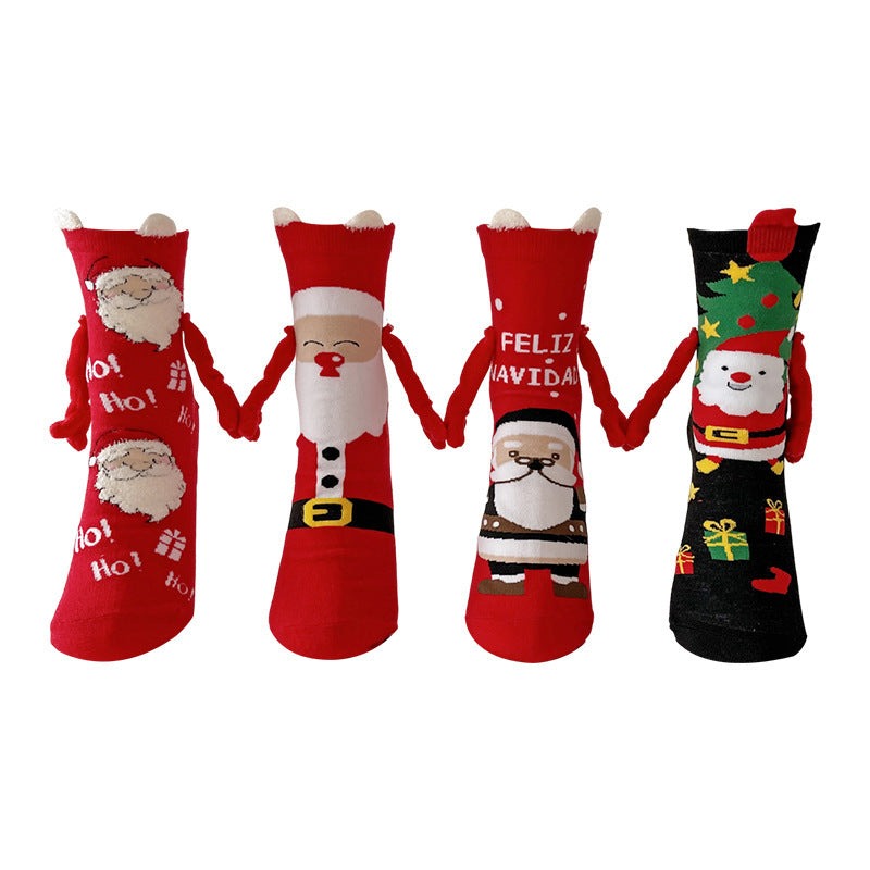 Cute Hand-holding Christmas Magnetic Socks