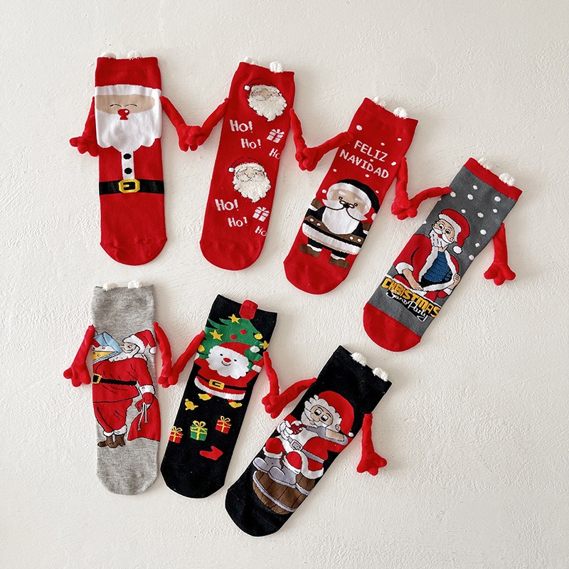 Cute Hand-holding Christmas Magnetic Socks