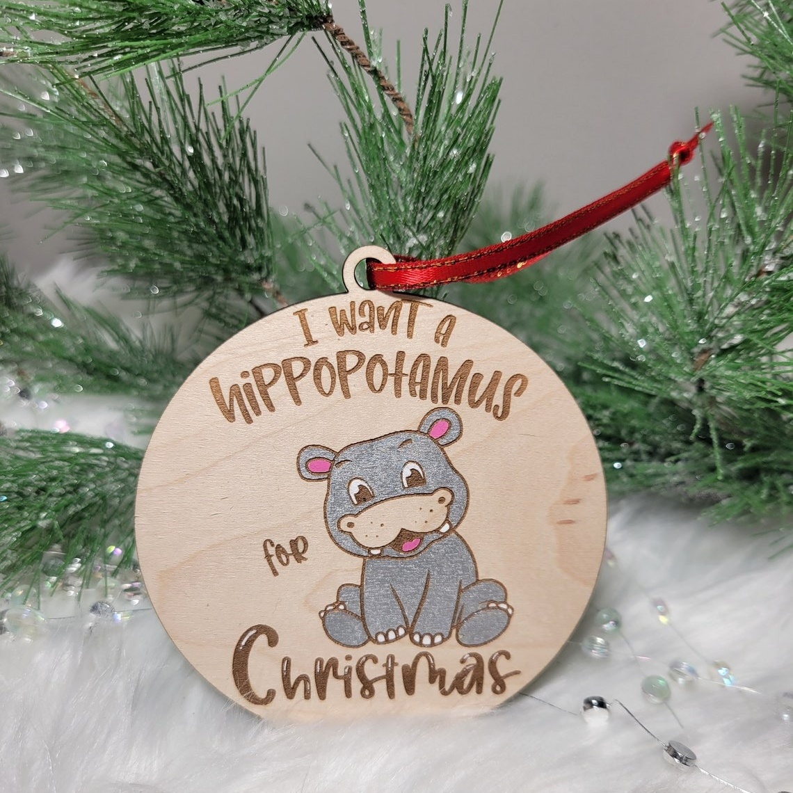 Hippo Christmas Ornament