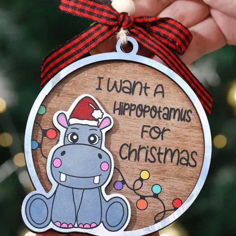 Hippo Christmas Ornament