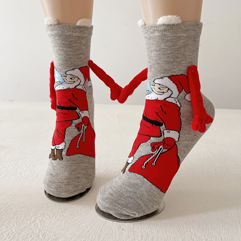 Cute Hand-holding Christmas Magnetic Socks