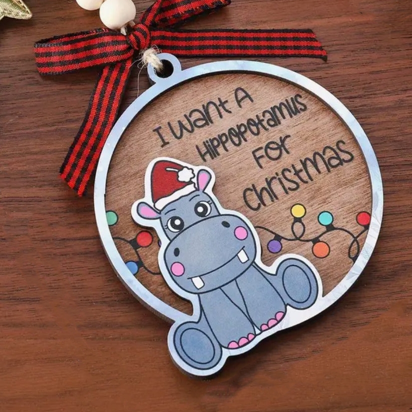 Hippo Christmas Ornament