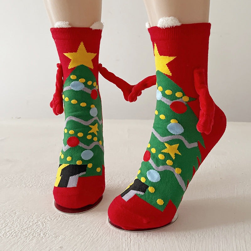 Cute Hand-holding Christmas Magnetic Socks