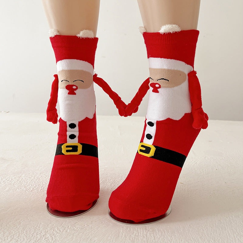 Cute Hand-holding Christmas Magnetic Socks