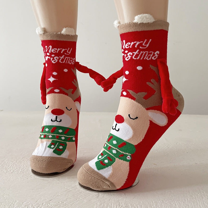 Cute Hand-holding Christmas Magnetic Socks