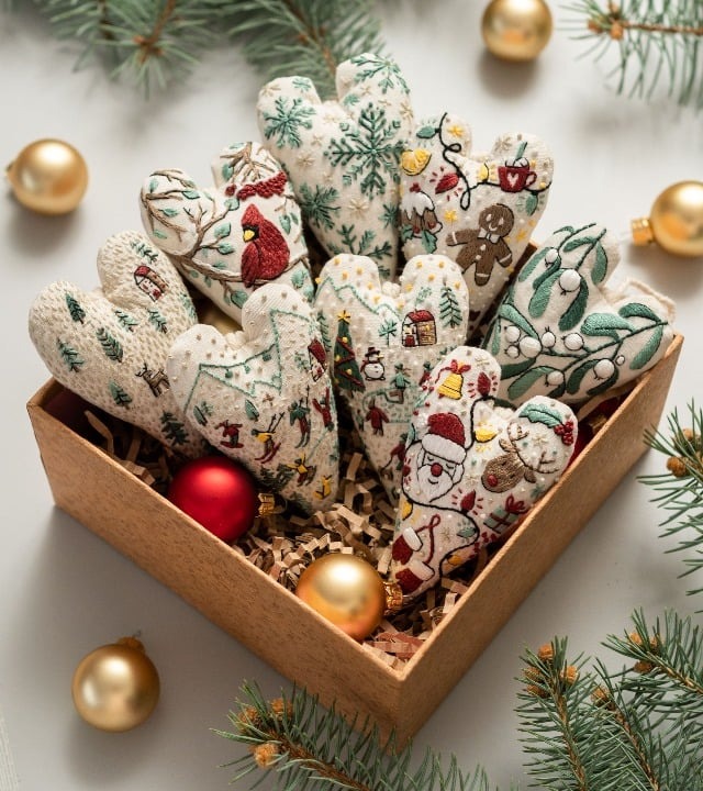 ❤DIY Heart Shaped Christmas Ornament Embroidery Kit