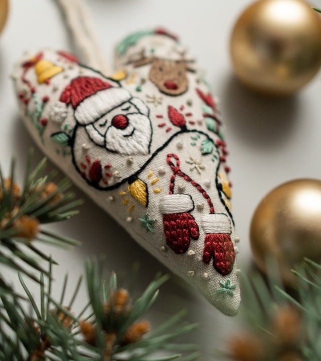 ❤DIY Heart Shaped Christmas Ornament Embroidery Kit