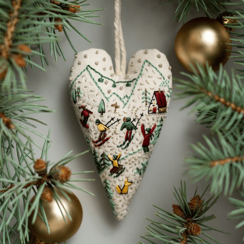 ❤DIY Heart Shaped Christmas Ornament Embroidery Kit