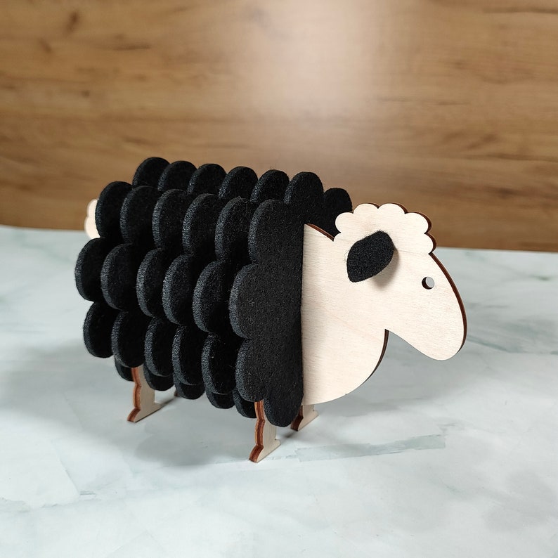 🐏Felt Coasters Set With Wood Sheep🐏