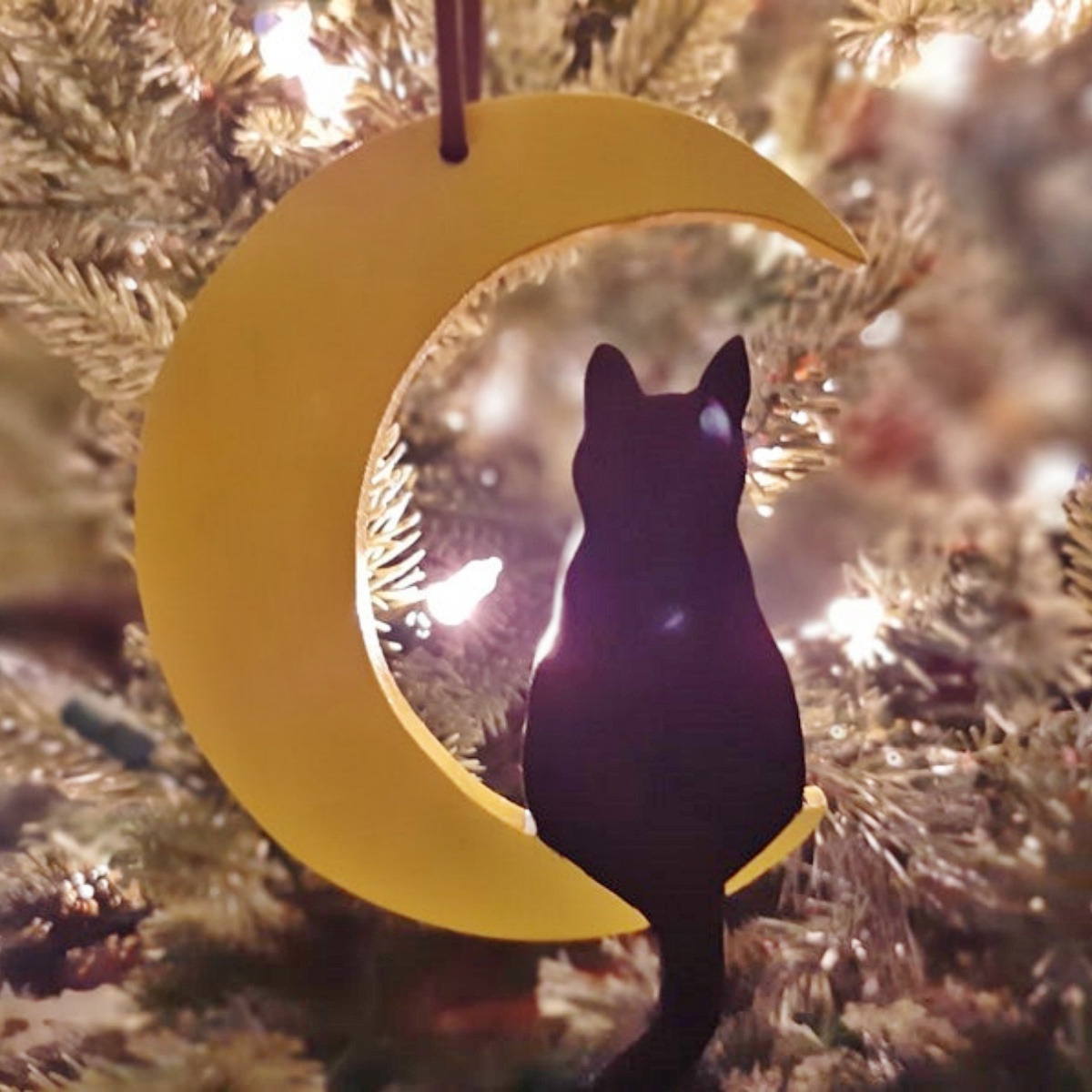 Cat Sitting On Moon Ornament