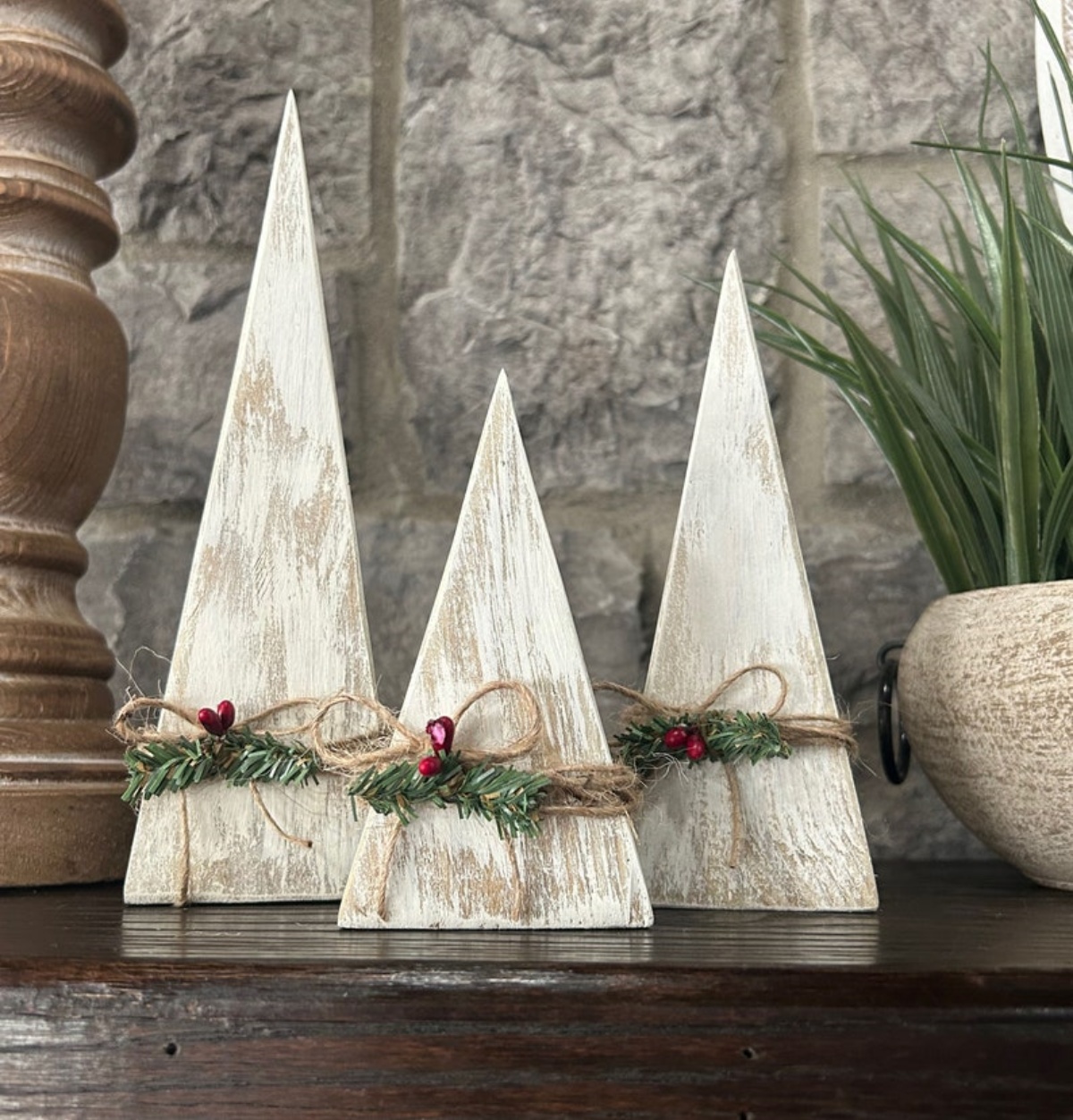 Wooden Trees Shelf Sitters Set