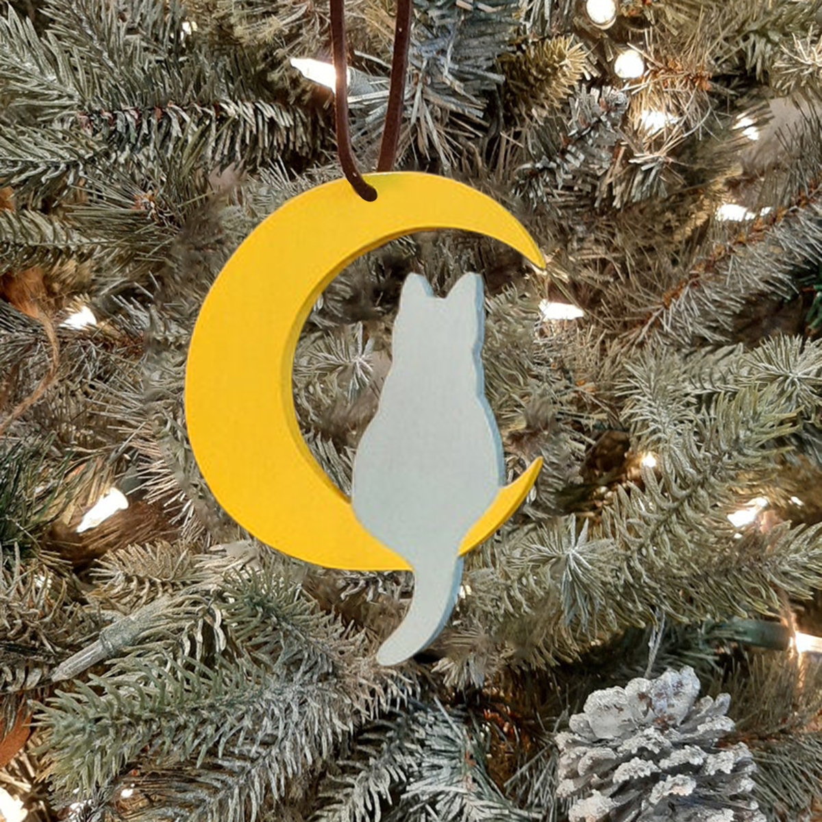 Cat Sitting On Moon Ornament