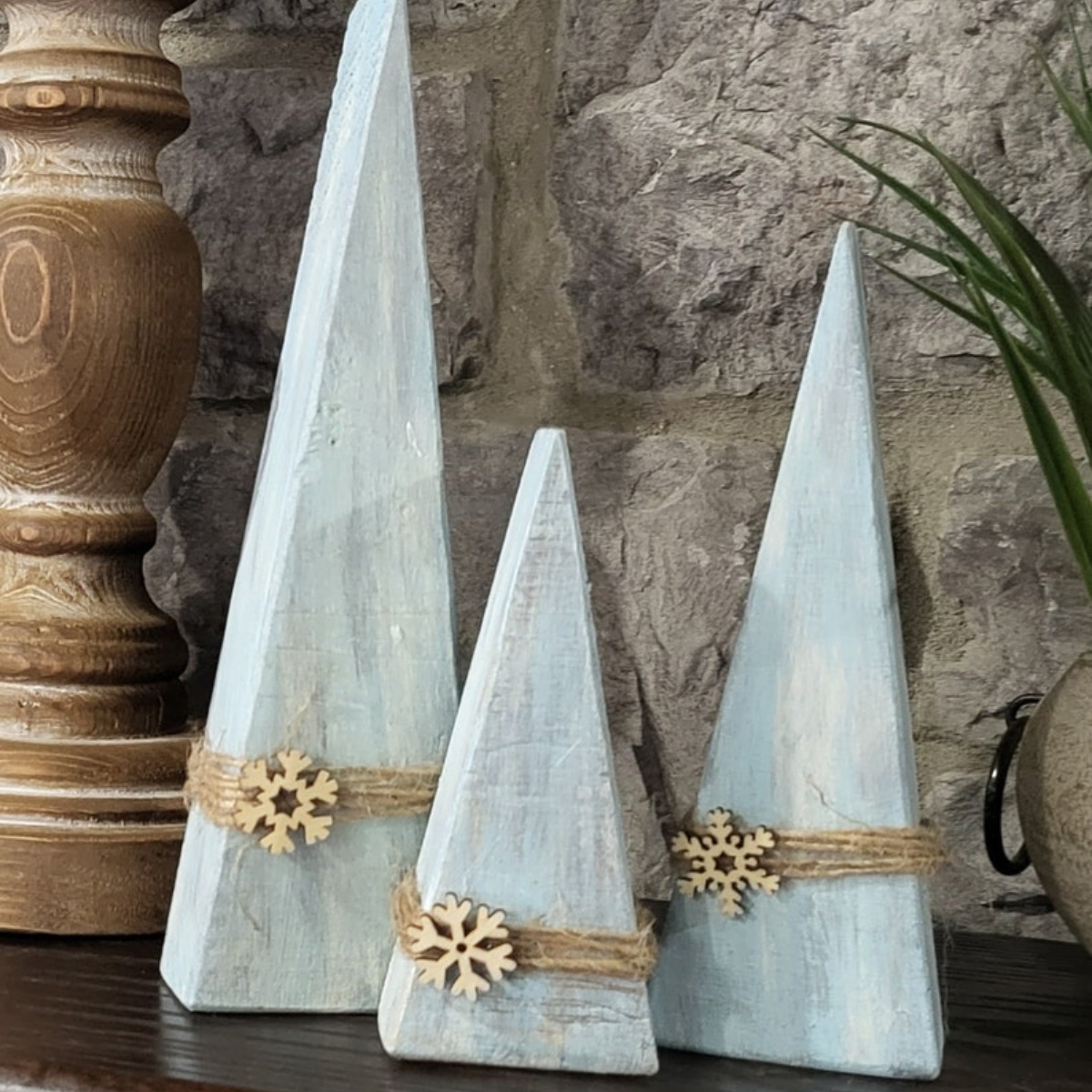 Wooden Trees Shelf Sitters Set