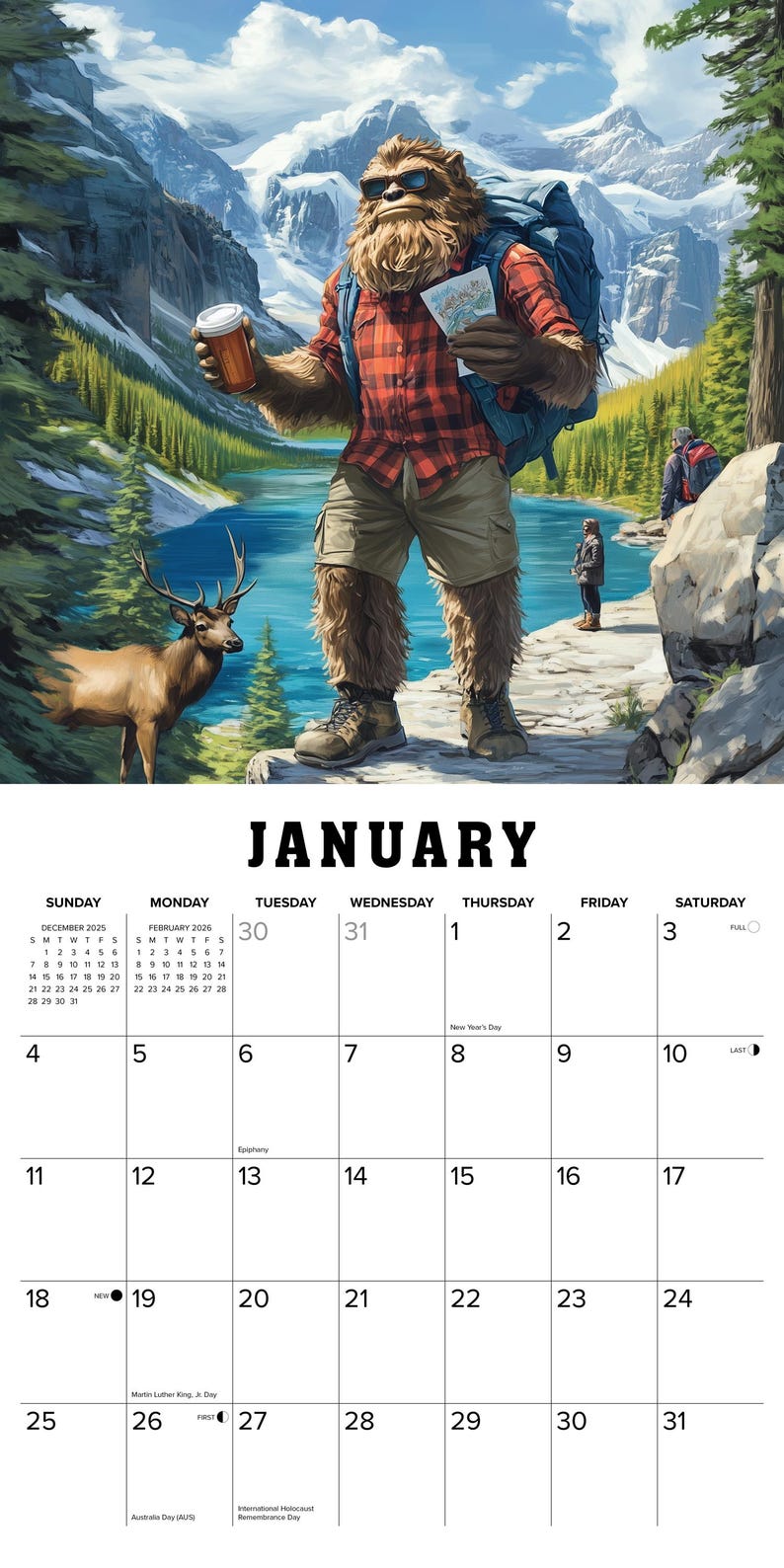 Bigfoot Travels the World Wall Calendar