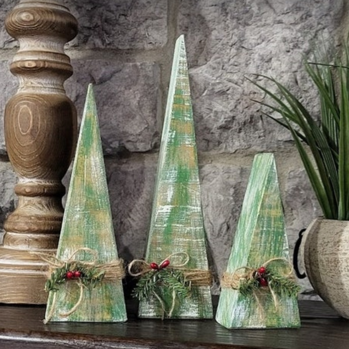 Wooden Trees Shelf Sitters Set