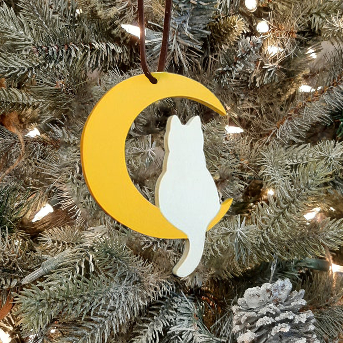 Cat Sitting On Moon Ornament