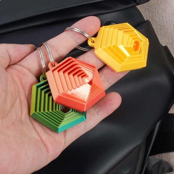 3D Printed Hexagon Fidget Keychain