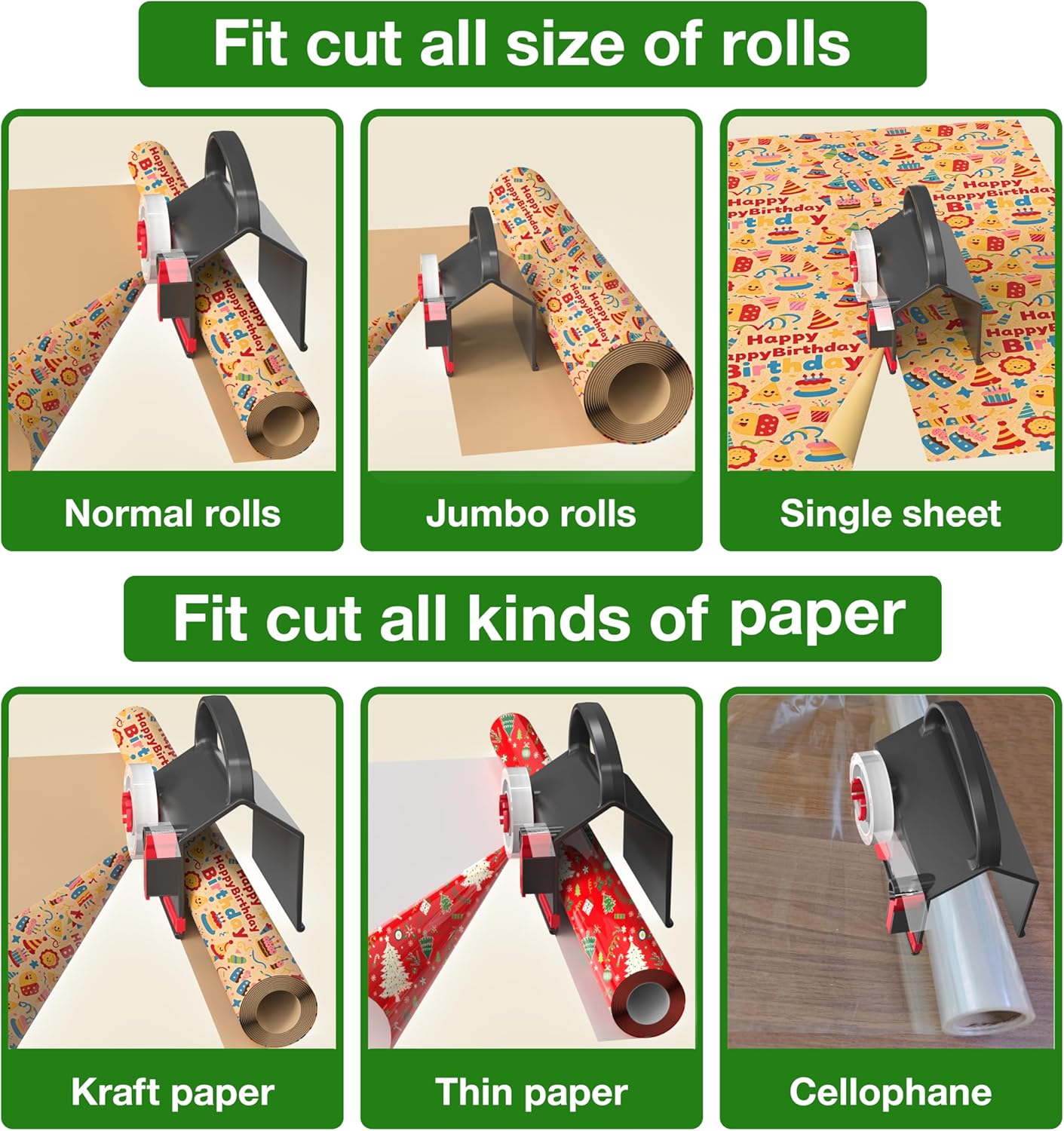 Wrapping Paper Cutter & Tape Dispenser Dual