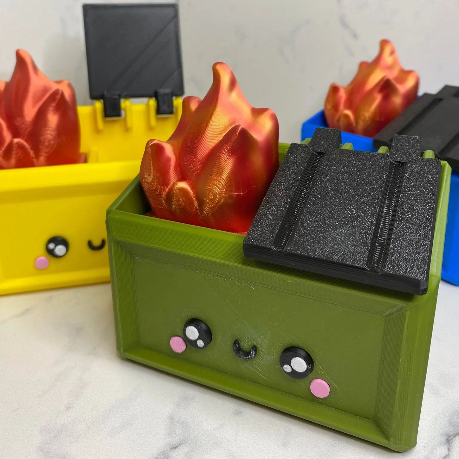 3D Printed Dumpster Fire Desk Figurine,