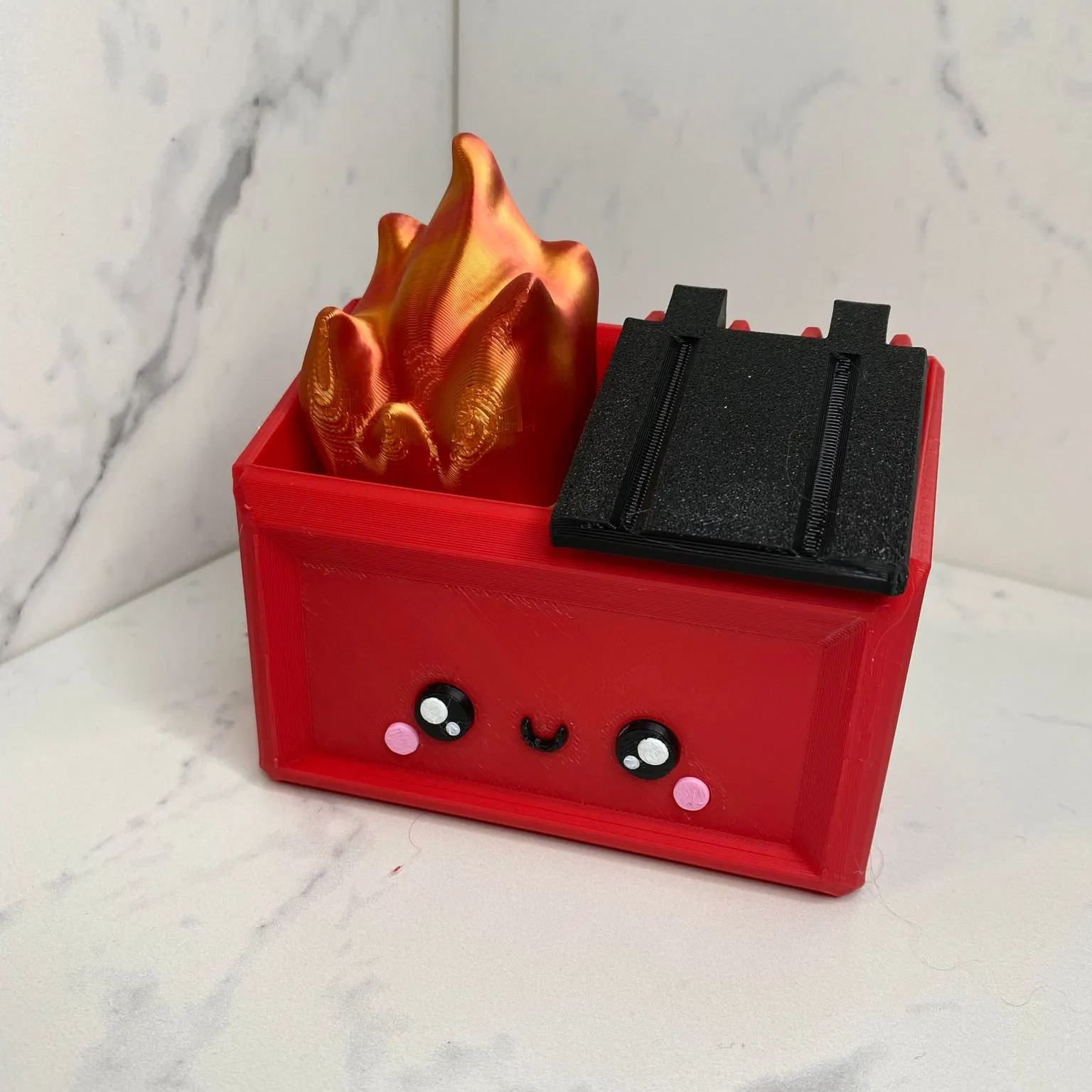 3D Printed Dumpster Fire Desk Figurine,