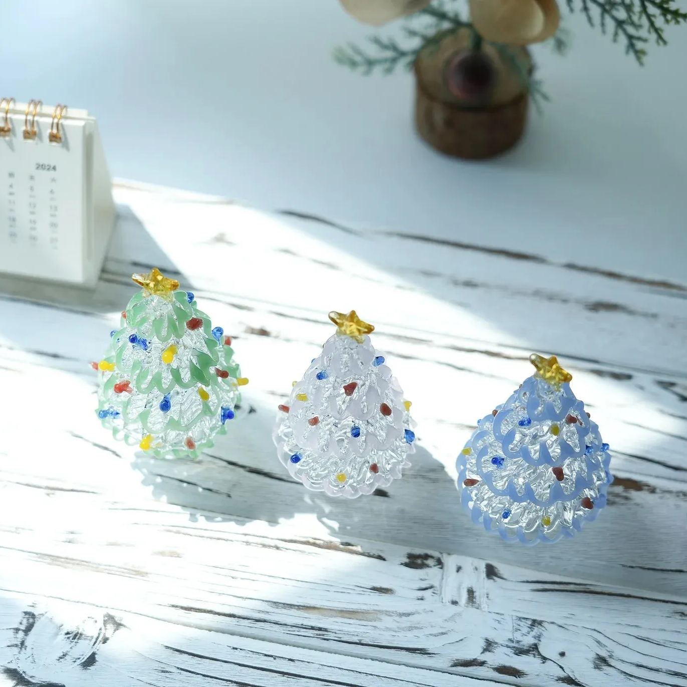 Glazed Silk Wrap Christmas Tabletop Ornament|Cream Style Home Desk Ideas Decorations Christmas Gifts