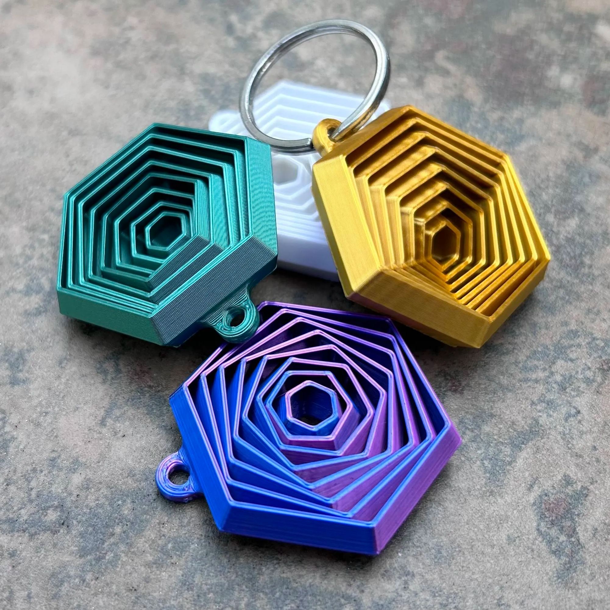 3D Printed Hexagon Fidget Keychain