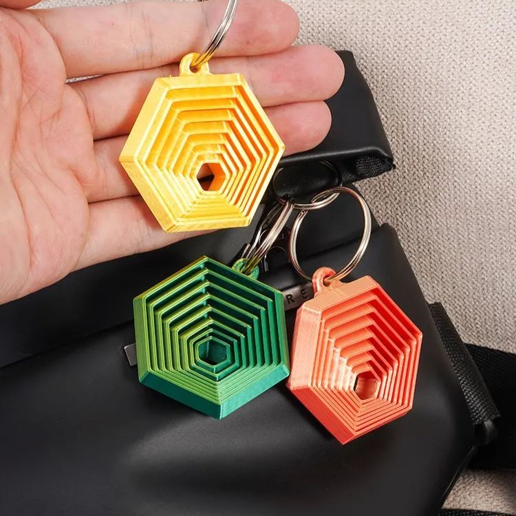 3D Printed Hexagon Fidget Keychain
