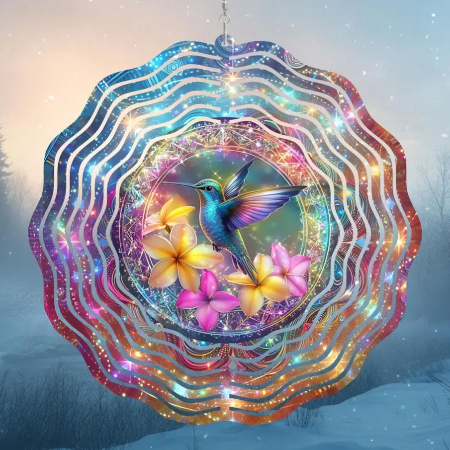 Painted rotating wind chime pendant