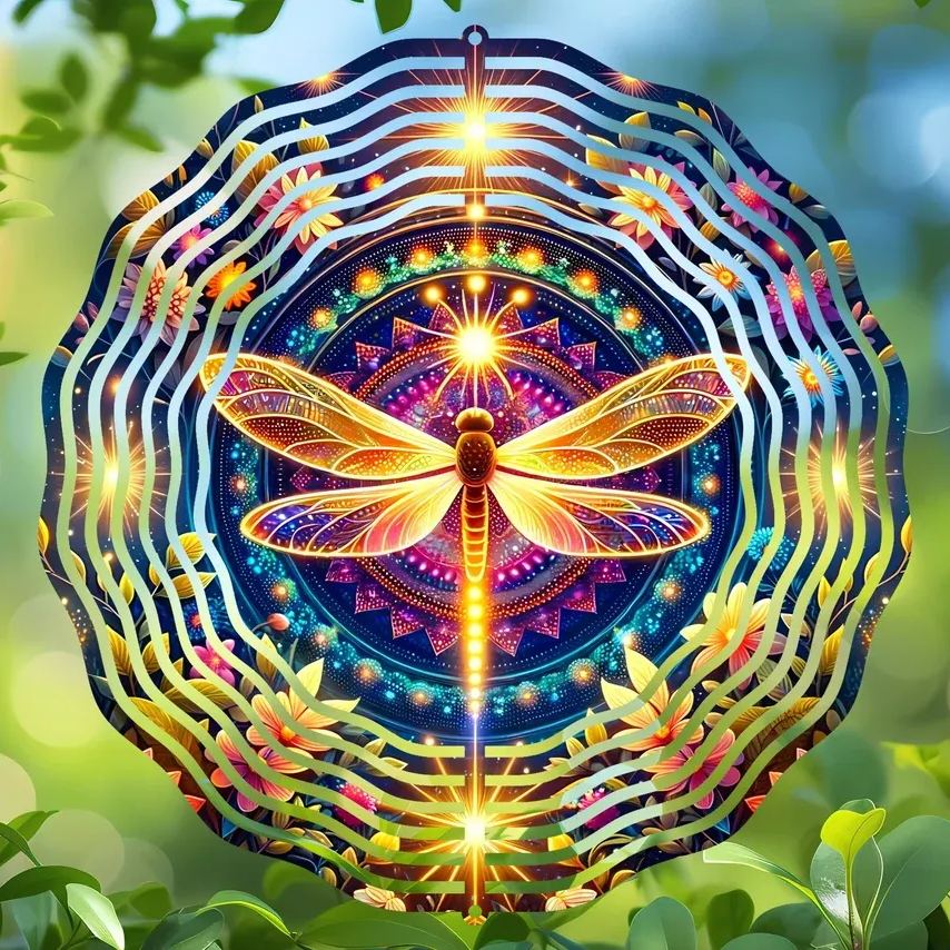 Painted rotating wind chime pendant