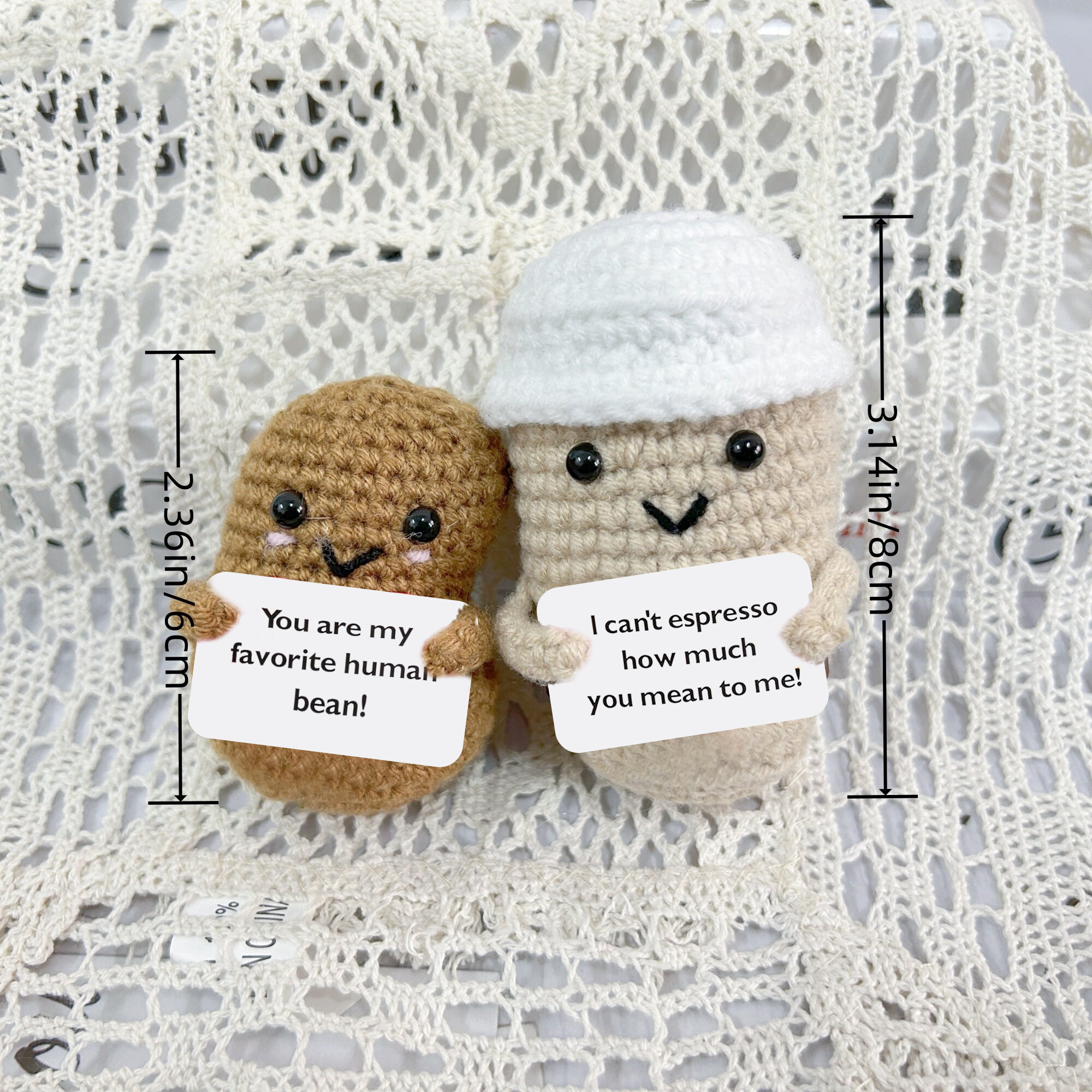 Handmade Crochet Coffee Bean and Coffee Cup