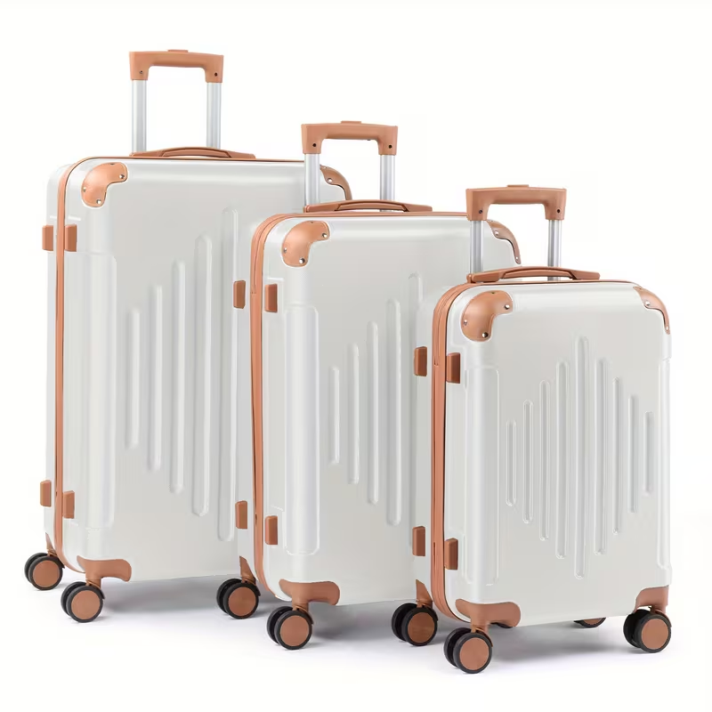 3pcs Luggage with Corner Protectors, 20/ 24/ 28-Inch, Durable Hard Shell, 360 Spinner Wheels, Multifunctional Large Capacity, Lightweight Travel Suitcase