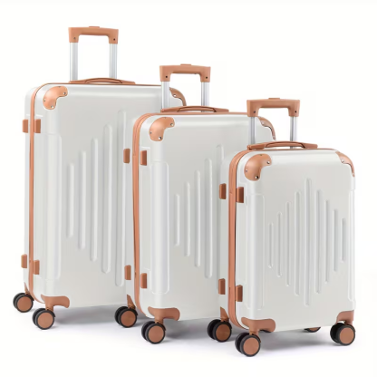 3pcs Luggage with Corner Protectors, 20/ 24/ 28-Inch, Durable Hard Shell, 360 Spinner Wheels, Multifunctional Large Capacity, Lightweight Travel Suitcase