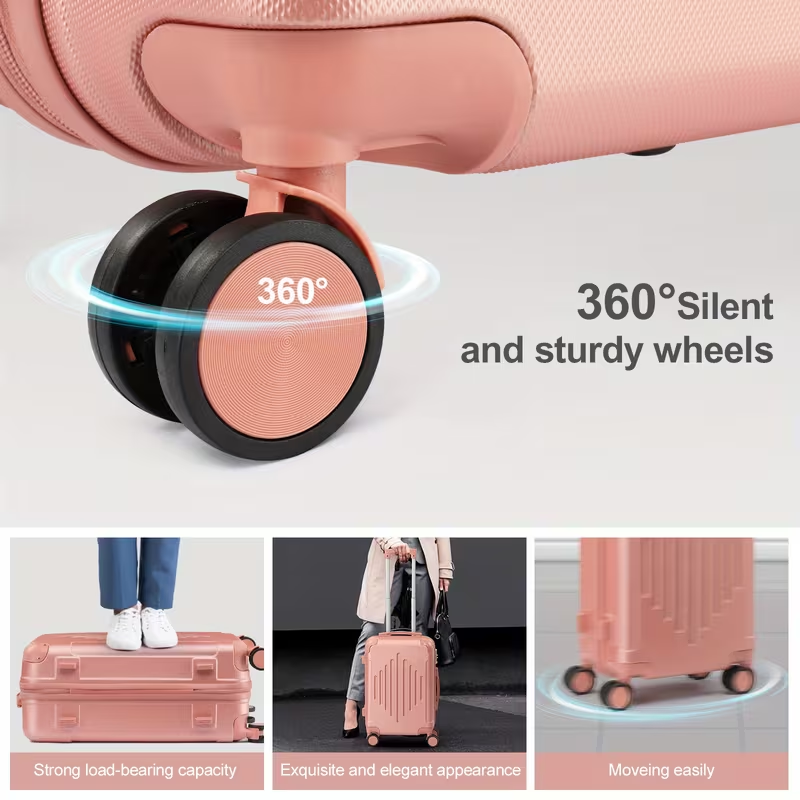 3pcs Luggage with Corner Protectors, 20/ 24/ 28-Inch, Durable Hard Shell, 360 Spinner Wheels, Multifunctional Large Capacity, Lightweight Travel Suitcase