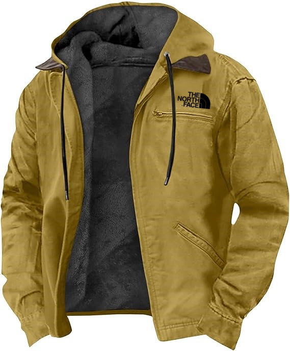 TNF®- Chaqueta de invierno cálida con capucha y forro de sherpa para hombre