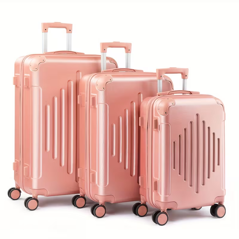 3pcs Luggage with Corner Protectors, 20/ 24/ 28-Inch, Durable Hard Shell, 360 Spinner Wheels, Multifunctional Large Capacity, Lightweight Travel Suitcase